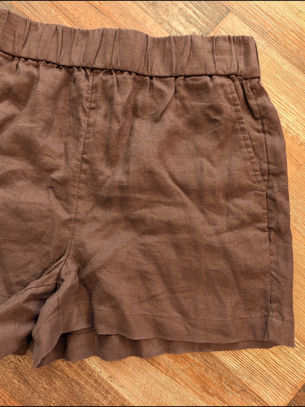 J Crew Tropez 100% Linen Lightweight Summer Shorts Dark Brown Chocolate Sz S - Picture 5 of 12